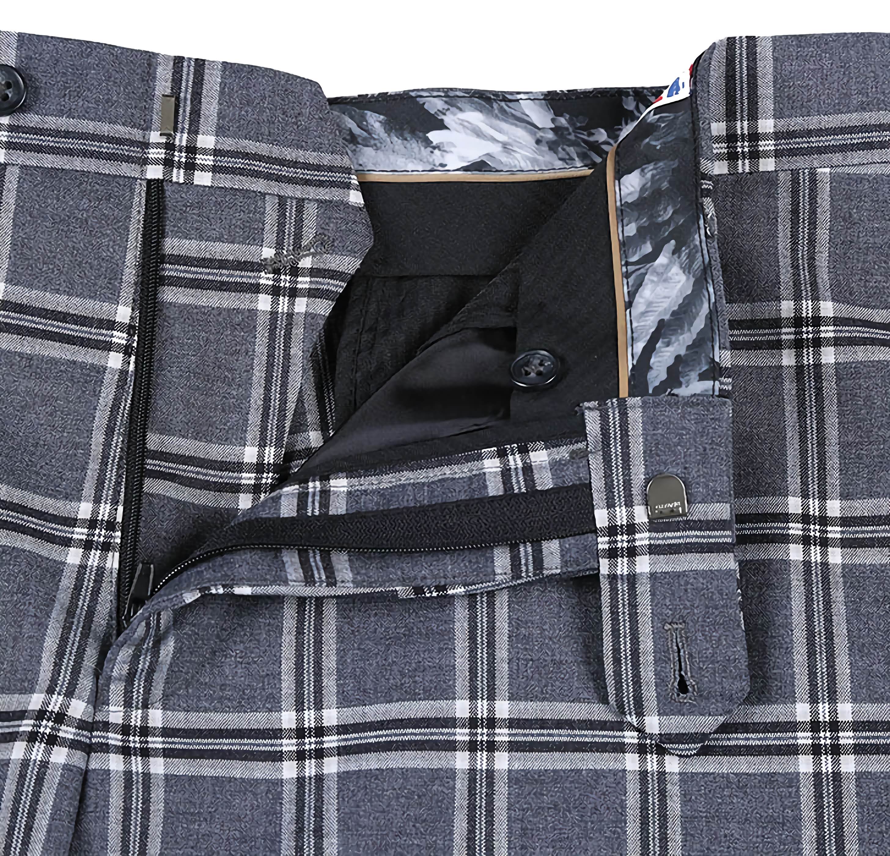 English Laundry Dimgray & White Check Slim Fit Suit for Men - Modern Business Attire for Office, Weddings & Formal Events