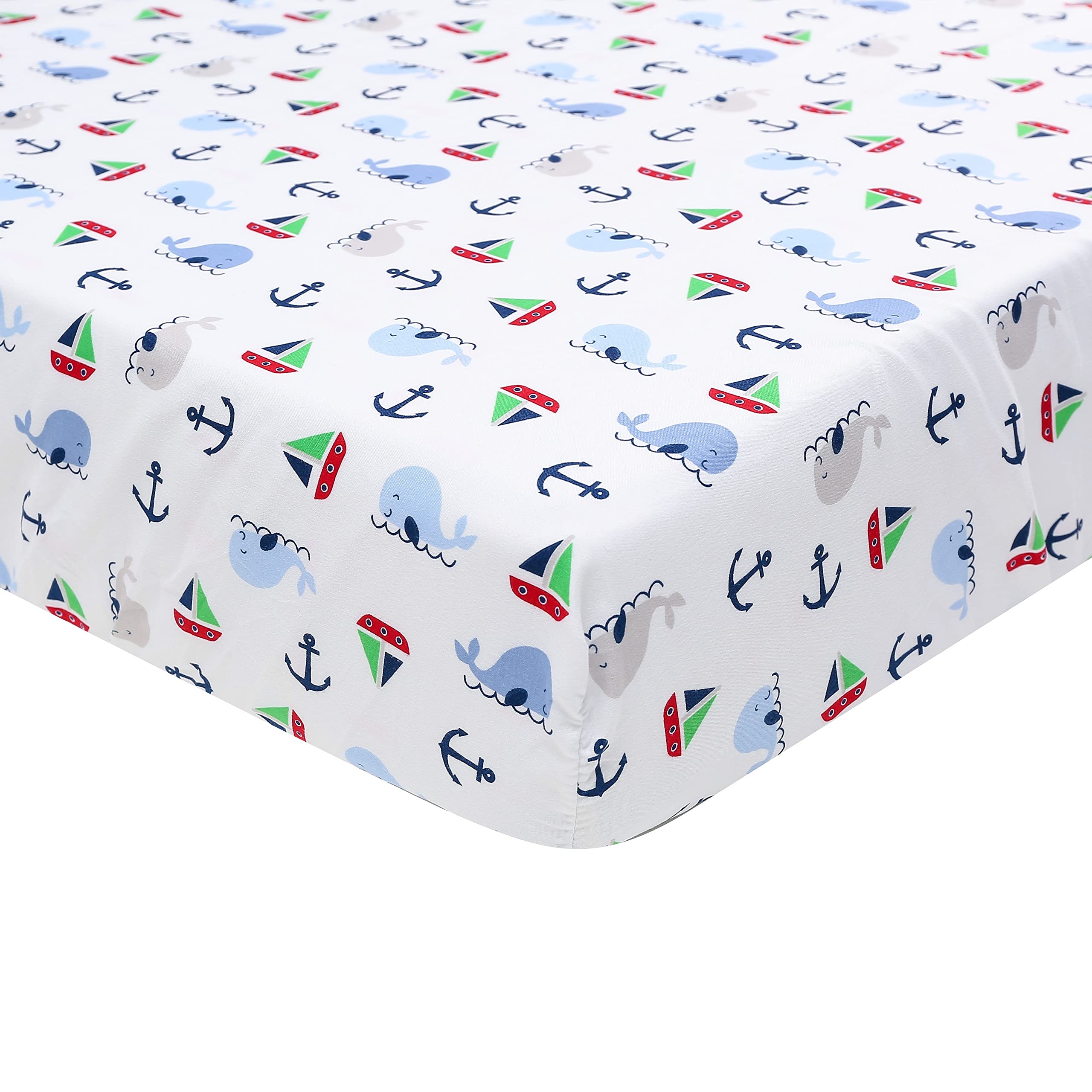 Sweet Baby Whale Crib Bedding Set for Boys - 4 Piece Nursery Set with Quilt, Sheet, Dust Ruffle & Blanket | Soft Blue Ocean Theme Baby Bedding | Perfect for Newborns, Infants & Toddlers | Ideal for Nursery Decor, Baby Showers & Gift Giving