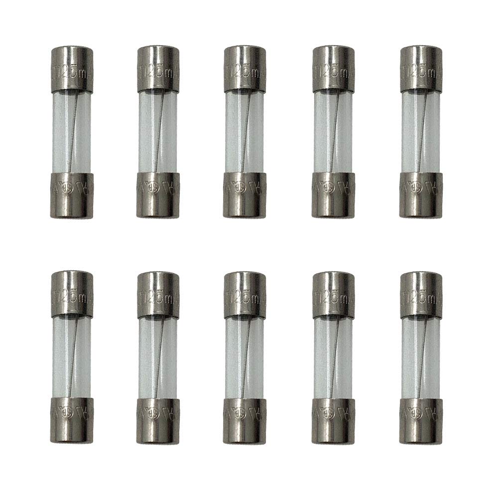 Slow-Blow Glass Fuse 5x20mm T125mA L250V (10PCS) - 125mA 0.125A Replacement Fuse for Speakers, Amplifiers & Audio Equipment - Perfect for Home Theater Systems & Professional Audio Setups