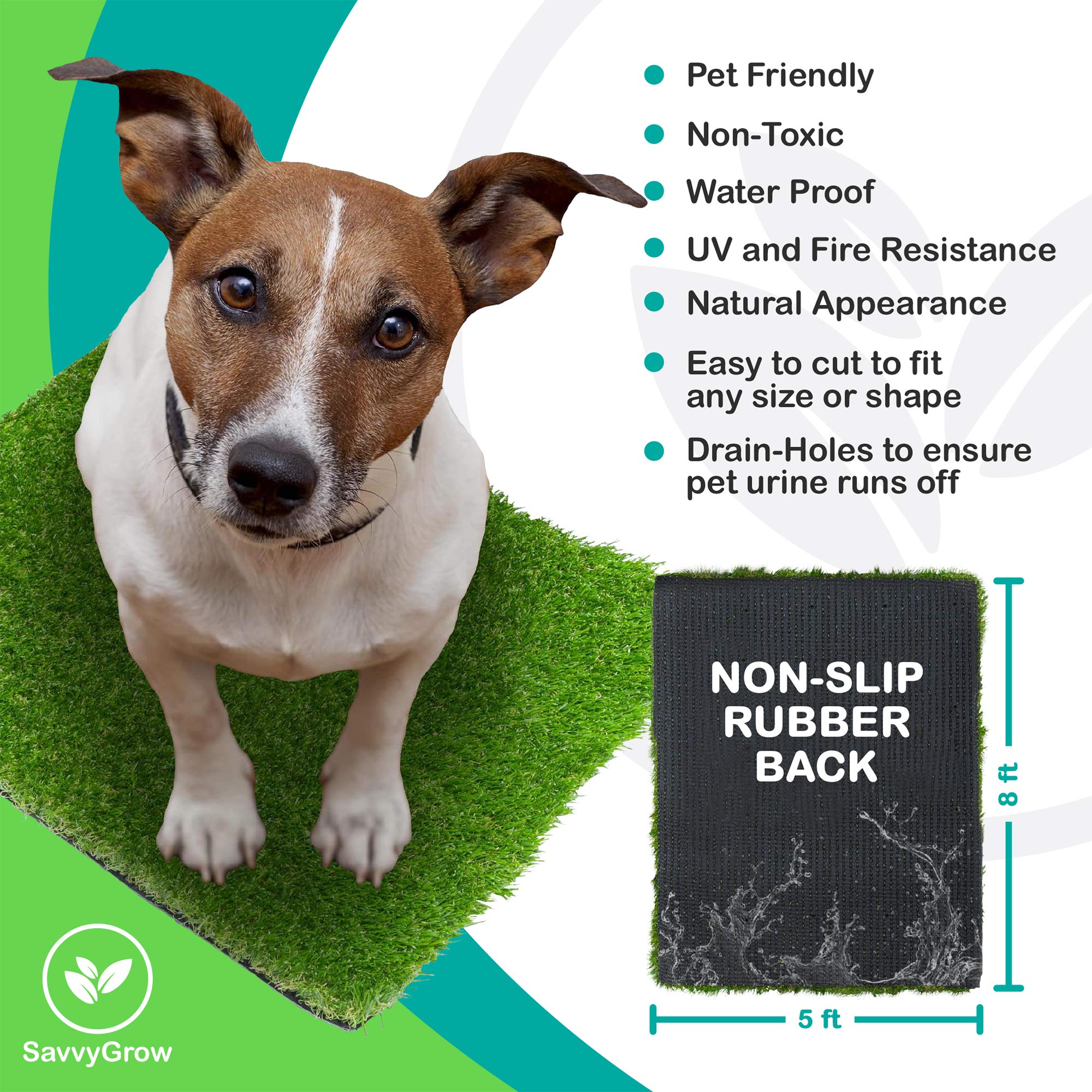 Premium 5 ft x 8 ft Realistic Astroturf Rug - Eco-Friendly Synthetic Grass Carpet with Drain Holes - Easy to Clean, Non-Toxic & Durable - Perfect for Patio, Backyard, Play Area & Photo Backdrop (Multiple Sizes Available)
