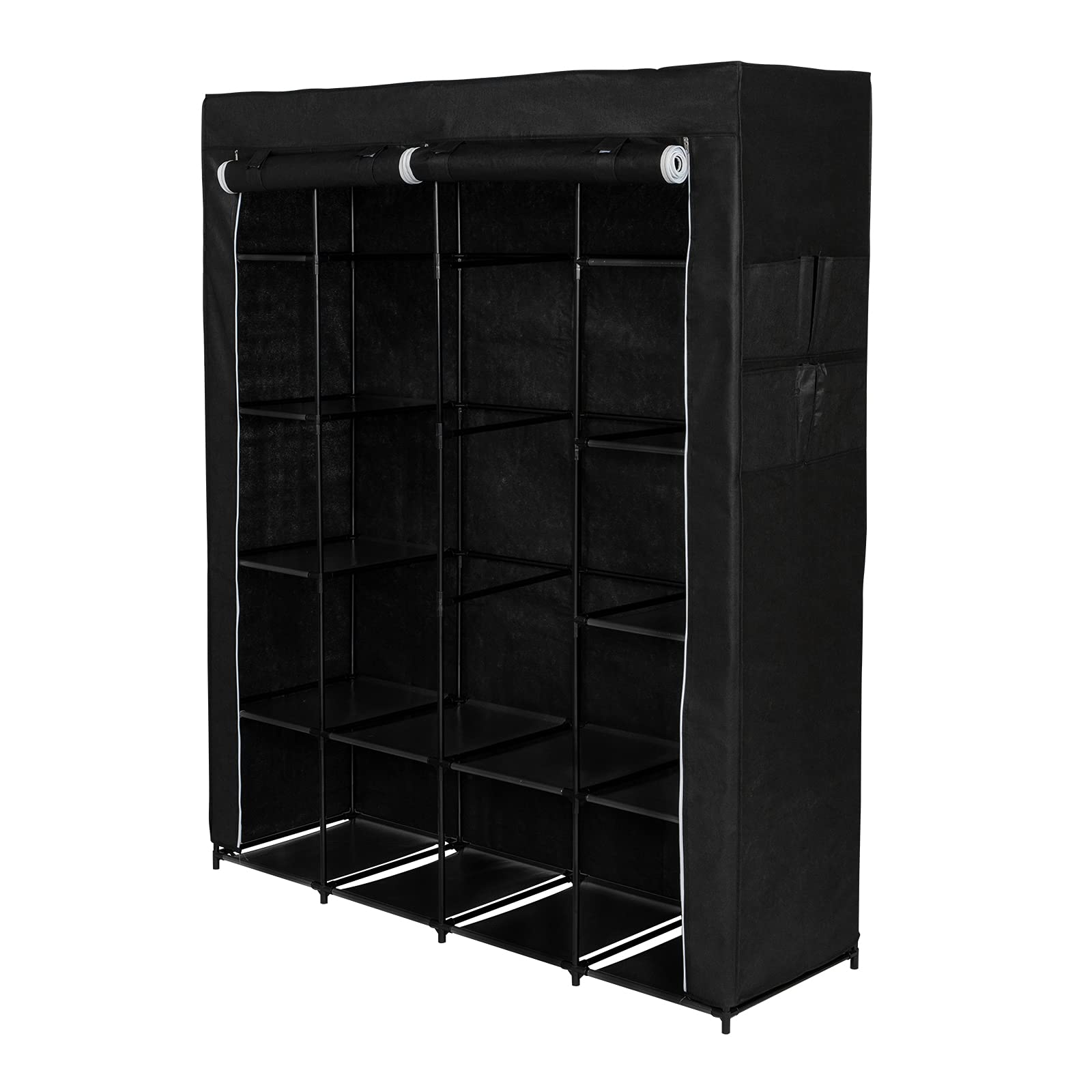 HGPZ Portable Closet Organizer - 14-Shelf Non-Woven Fabric Wardrobe Storage with Easy Assembly (Black) | Perfect for Bedroom, Living Room, Entrance & Small Space Organization