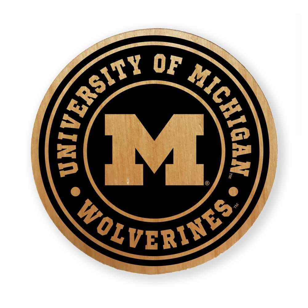 NCAA Alderwood Round Coasters Set of 4 - Premium Wood Drink Coasters for Beer, Wine & Coffee - Perfect for Home Bar, Office & Game Day Entertaining