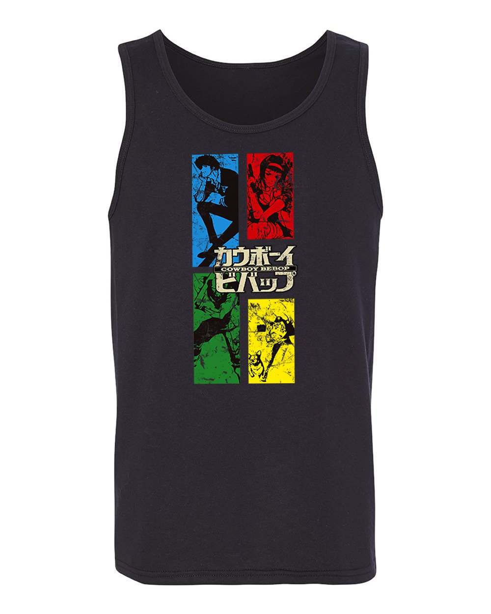 RIVEBELLA Anime Tank Top for Men - Cool Graphic Manga Crew Neck Tee with Cowboy Bebop Design | Perfect for Cosplay, Anime Conventions & Casual Wear