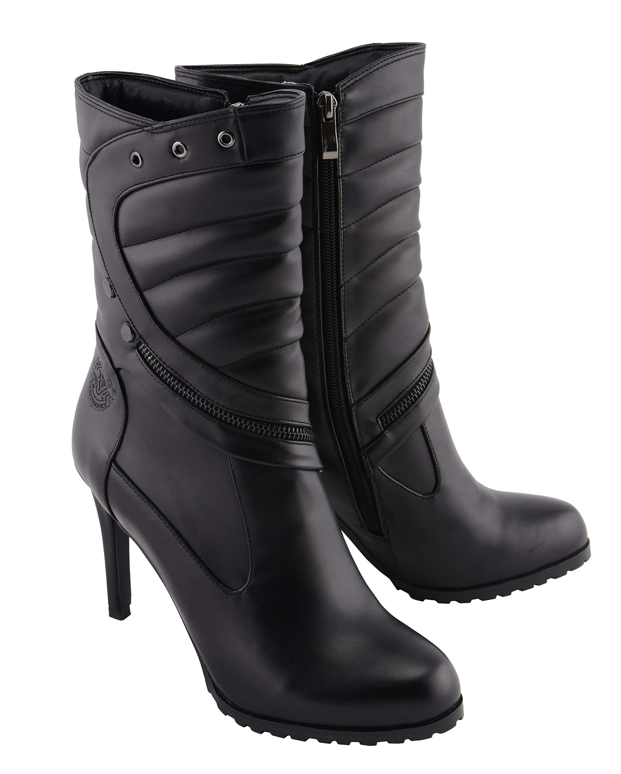 Milwaukee Performance Women's High Heel Boots with Side Zipper - Stylish Ankle Boots for Office, Party & Night Out