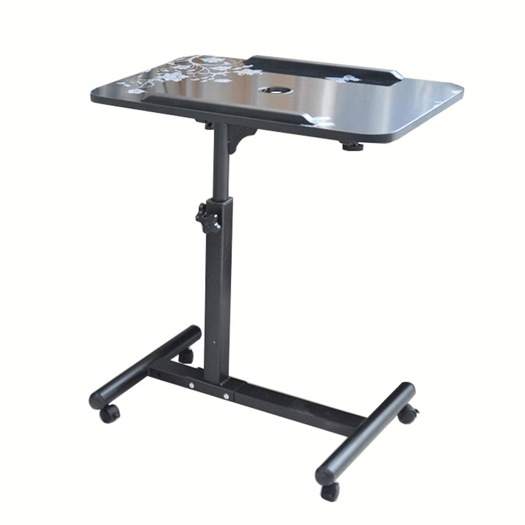 Adjustable Height Mobile Laptop Table with Wheels - Overbed Rolling Cart for Bedside, Computer Desk, Food Tray & Snack Stand - Black (Ideal for Home, Office & Hospital Use)