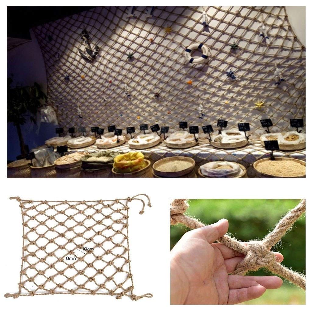 Premium Safety Net Hammock for Kids & Pets - Heavy Duty Hemp Rope Climbing Net, Stair Railing Protector, Outdoor Playground Swing, Terrace Fence & Cargo Net - 2x6m (7x20ft) - Perfect for Child Safety, Pet Protection & Outdoor Adventure Play