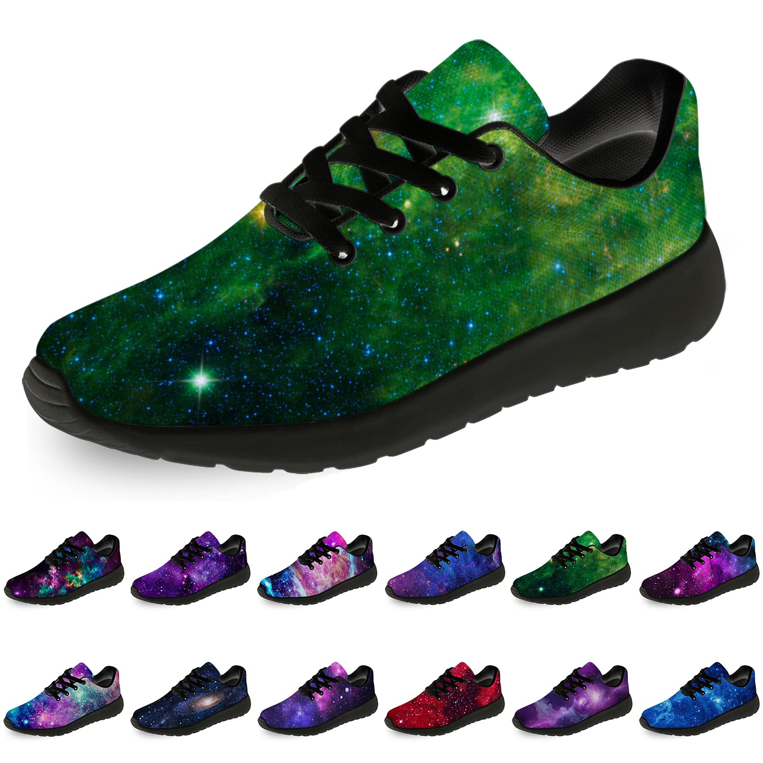 Unisex Galaxy Print Running Shoes for Women & Men - Lightweight Walking & Tennis Sneakers with Space Universe Design - Perfect for Jogging, Gym Workouts & Casual Wear - Size 4.5 Men/6.5 Women in Black
