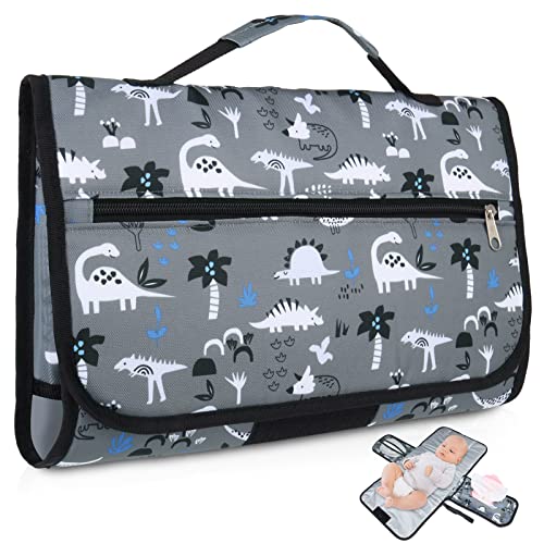 Waterproof Portable Baby Changing Pad with Built-in Pillow & Storage Pockets - Travel Diaper Changing Mat for Newborn Essentials - Perfect for On-the-Go Parents, Nursery, Daycare & Travel Use