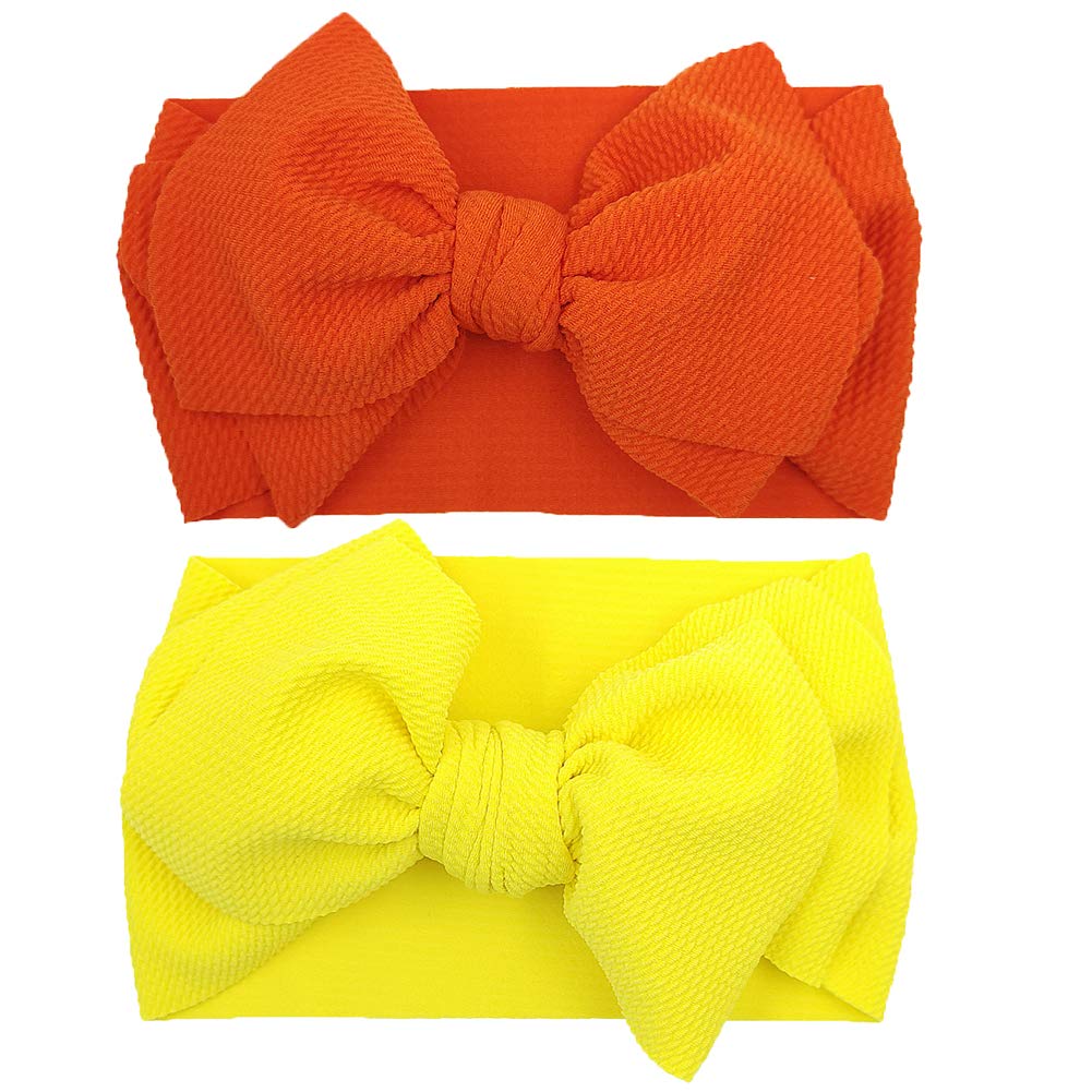 KIDOCHEESE Big Bows Headbands - Stretchy Elastic Nylon Oversized Hair Wraps for Babies & Kids (Newborn, Infant, Toddler) - Perfect for Birthday Parties, Photo Shoots & Daily Fashion Accessories