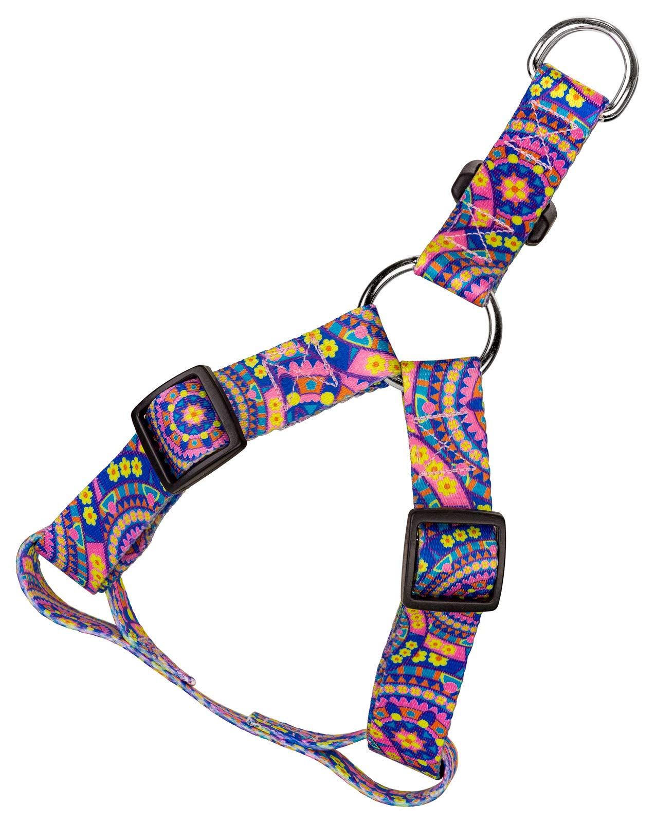 Country Brook Petz - Blue Boho Mandala Step-in Dog Harness - Adjustable Soft Vest for Small Dogs (5/8 Inch, Small) - Perfect for Walking, Training & Outdoor Adventures