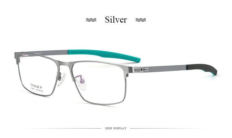 Bclear Men's Full Rim Square Titanium Frame Eyeglasses BSF1981 - Lightweight Durable Glasses for Work, Reading & Daily Wear