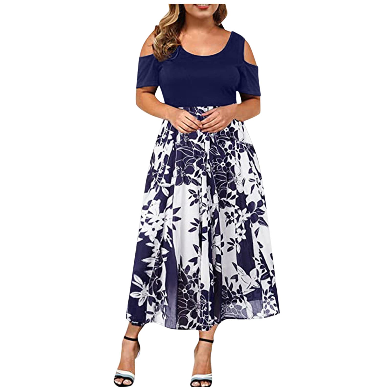 Short Hollow Round Neck Sleeveless Casual Dress for Women - Floral Print Plus Size Summer Dress | Perfect for Beach Outings, Vacations & Casual Wear