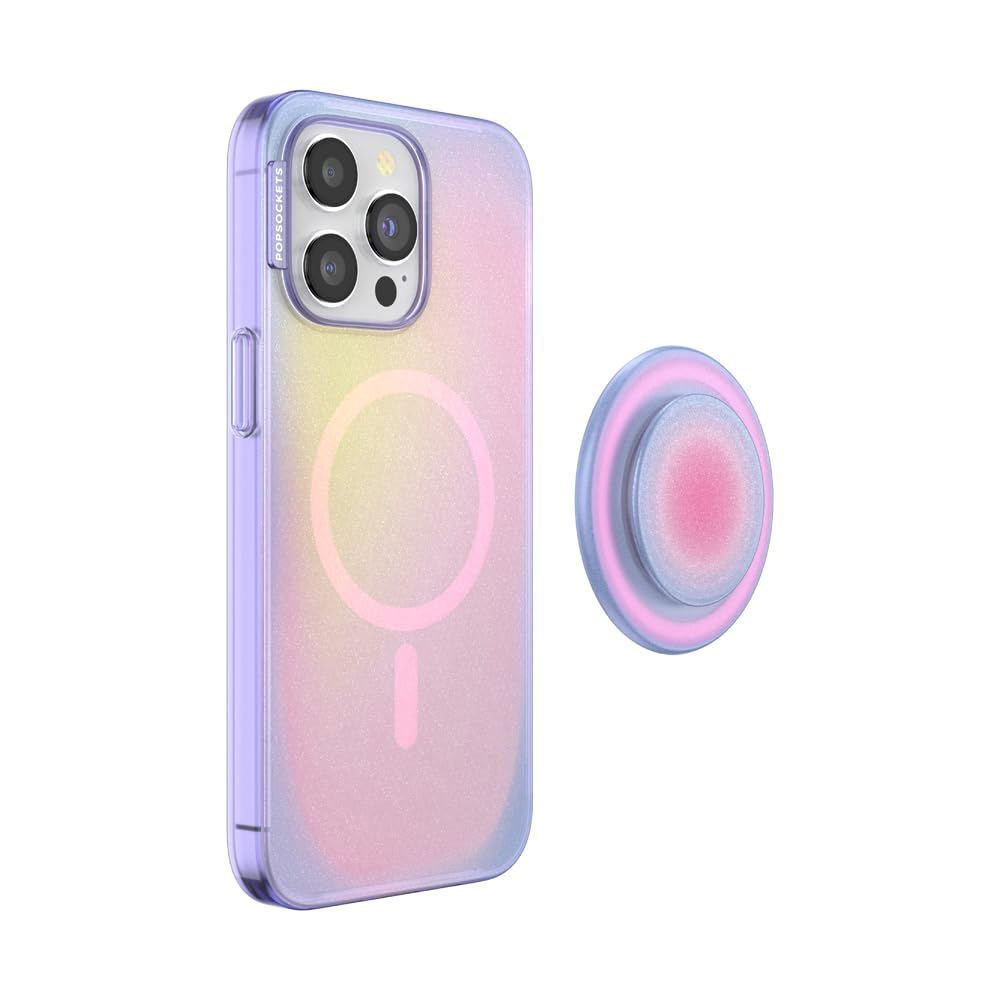 PopSockets iPhone 15 Pro Max Case with Round Phone Grip - MagSafe Compatible Protective Cover for iPhone 15 Pro Max, Wireless Charging Support - Aura Design | Perfect for Daily Use, Travel & Hands-Free Calling