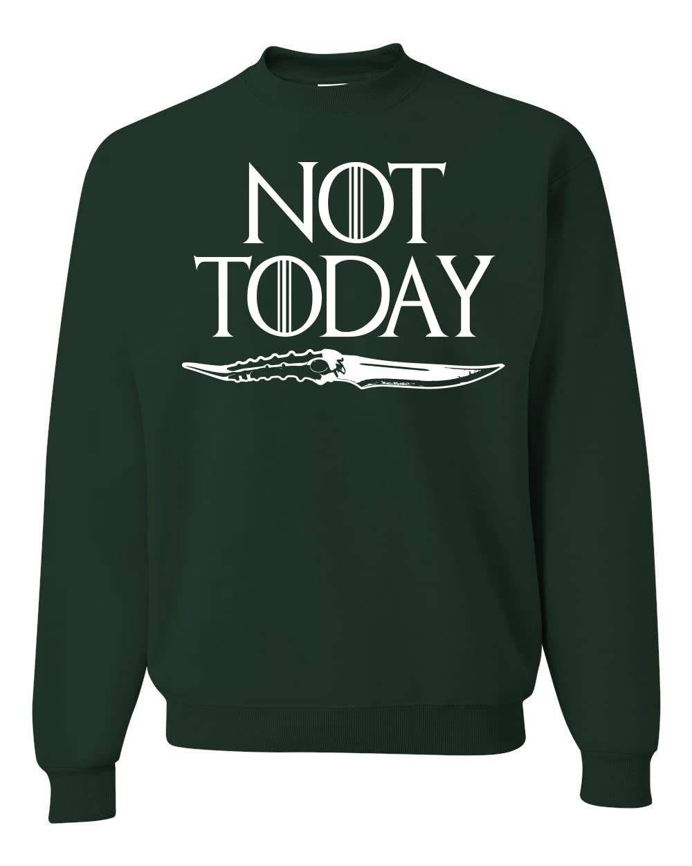 Wild Bobby Not Today Arya Dagger Game of Thrones GOT Stark Fan Pop Culture Unisex Graphic Crewneck Sweatshirt | TV Show Merchandise, Cosplay Costume, Gift for Fantasy Fans