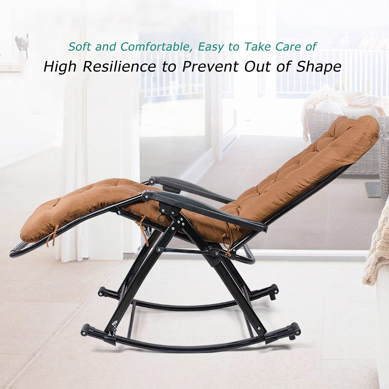 Comfortable & Breathable Rocking Lounge Chair for Adults - Portable Folding Patio Chair for Camping, Backyard, Beach - Tear & Abrasion Resistant - Perfect for Relaxing, Sunbathing & Outdoor Lounging