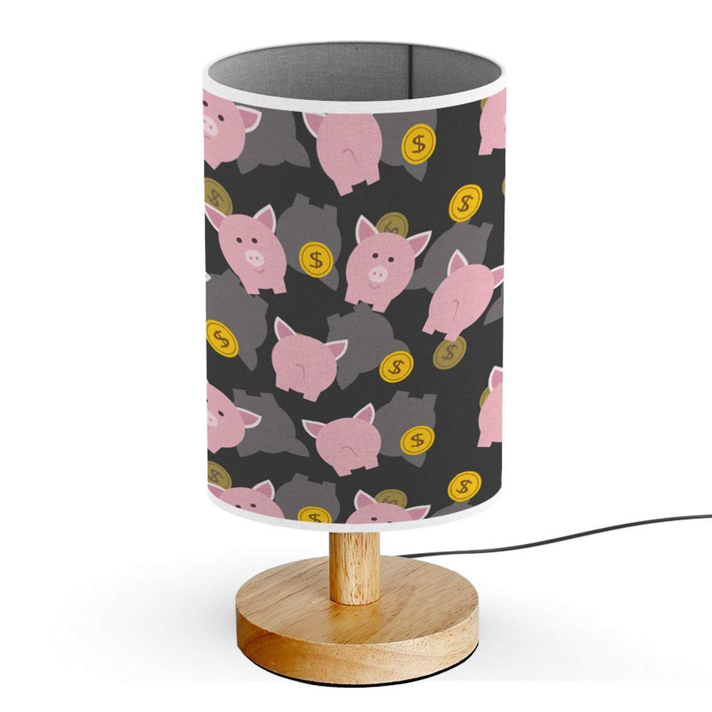 ARTSYLAMP - Wooden Base Decorative Desk & Bedside Lamp with Piggy Bank Design | Perfect for Home Office, Bedroom Nightstand, and Gift Giving