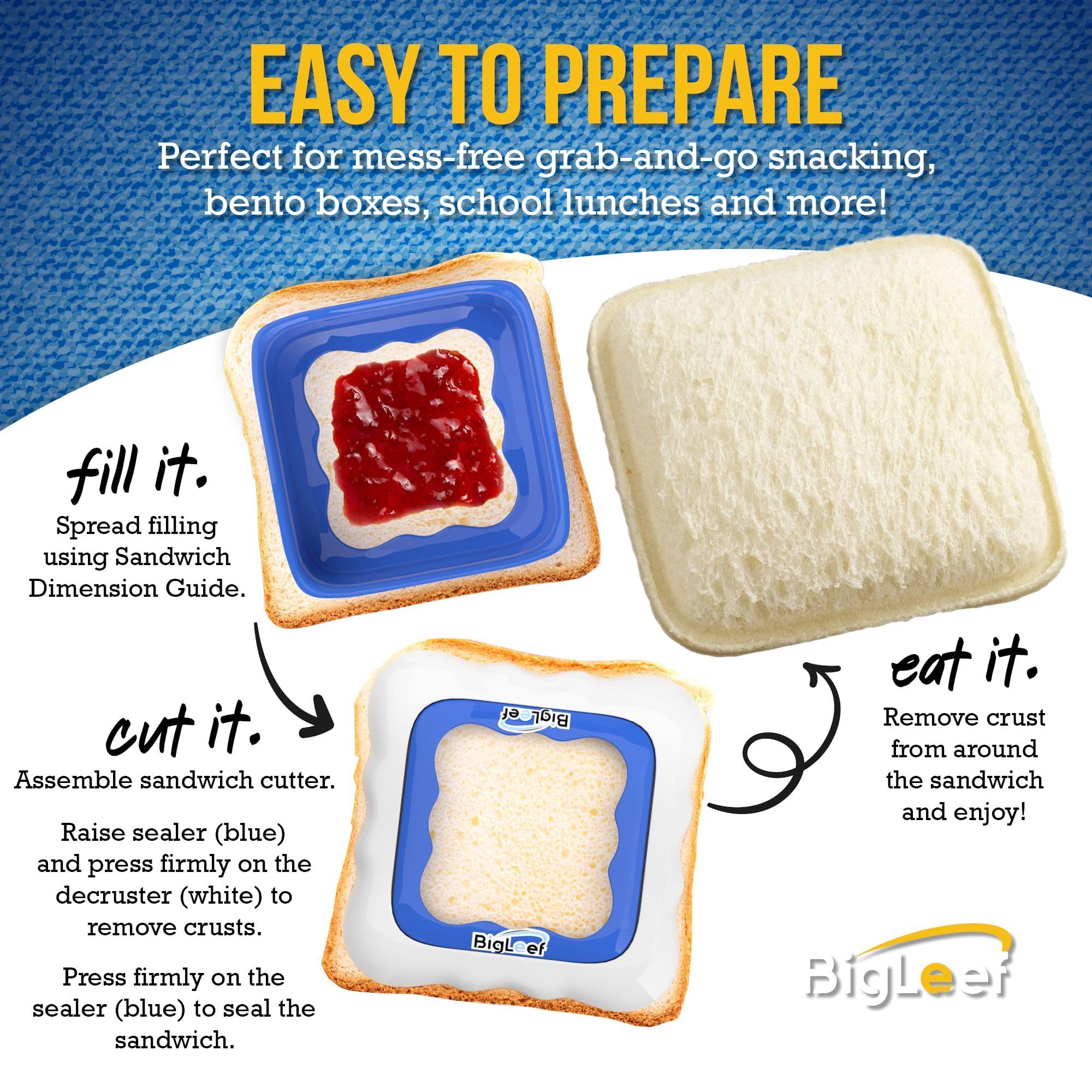 Uncrustable Sandwich Maker & Sealer - Crustless PB&J Sandwich Cutter Tool for Kids | Safe, Easy to Use & Dishwasher Friendly | Perfect for School Lunches, Picnics & Quick Snacks