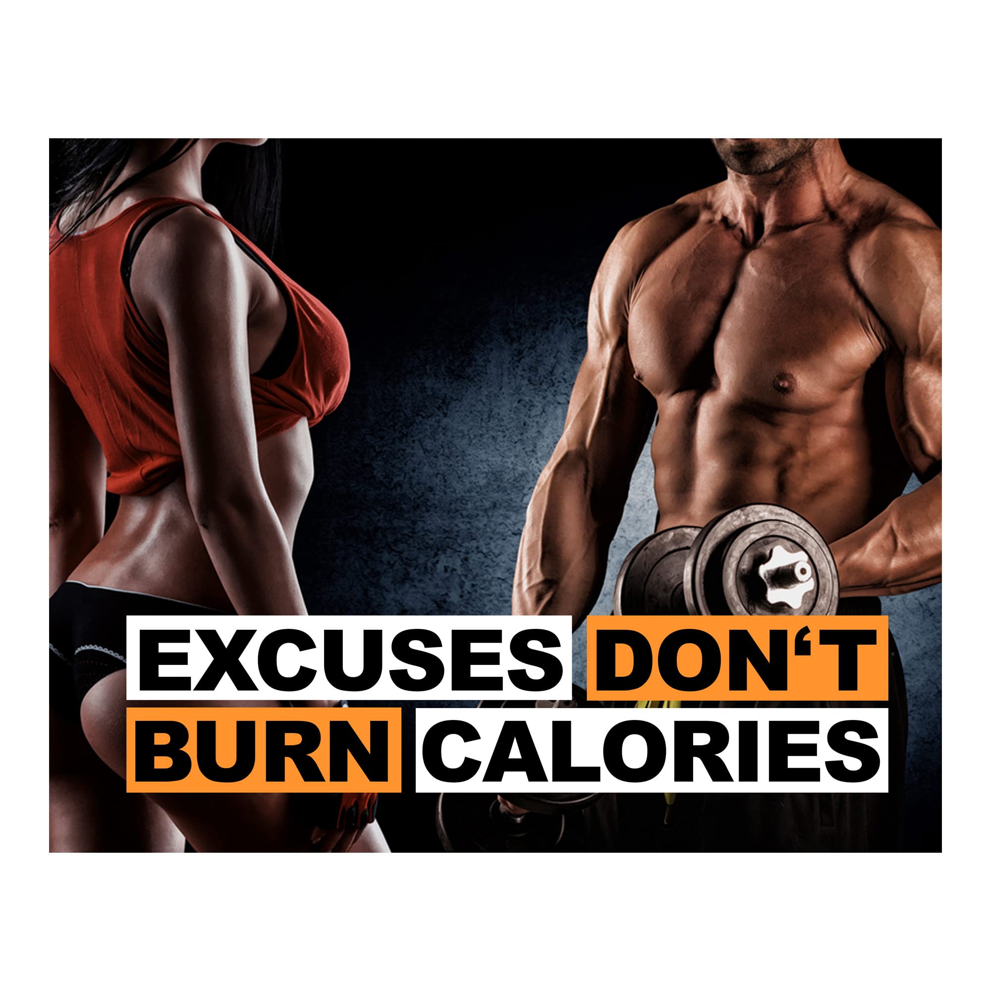 Excuses Don't Burn Calories - Motivational Fitness Wall Art Print | Modern Home, Office & Gym Decor | Inspirational Workout Sign | Perfect Gift for Fitness Lovers | Unframed 10x8 Inches | Ideal for Home Gym, Workout Room & Office Motivation