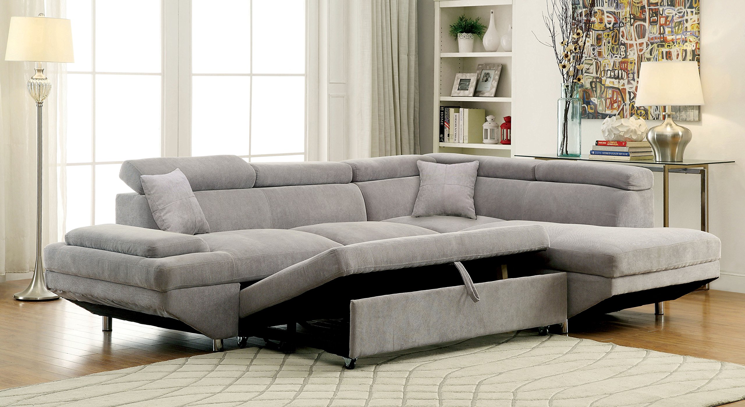 Walter's Modern Sectional Sofa with Pull-Out Sleeper Chaise - Comfortable L-Shaped Couch for Living Room, Home Theater & Small Spaces - Convertible Sleeper Sofa Bed for Guests & Apartments