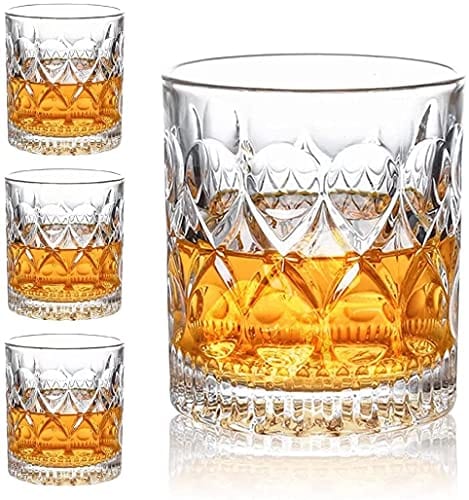 Premium Aoeoe Whiskey Glasses Set of 4 - 11oz Old Fashioned Bourbon Scotch Rocks Cocktail Bar Glasses for Men - Perfect for Home Bars, Gifts & Entertaining