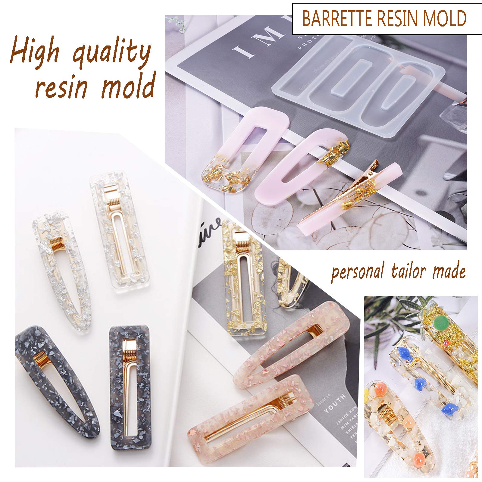 63PCS DIY Resin Molds for Hair Clips & Jewelry Making - Silicone Casting Molds for Epoxy Resin Crafts, Hair Pins & Accessories - Perfect for DIY Gifts, Party Favors & Handmade Jewelry Projects