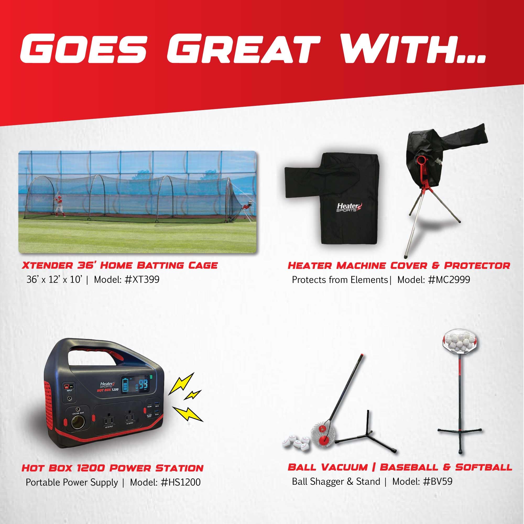 Heater Sports Deuce 95 MPH Adjustable Baseball Pitching Machine with Auto Ball Feeder - Fastball & Curveball Pitching Machine for Training, Practice & Games - Works with Real Baseballs & Machine Balls - Perfect for Youth, High School & Adult Baseball Players - Indoor & Outdoor Use