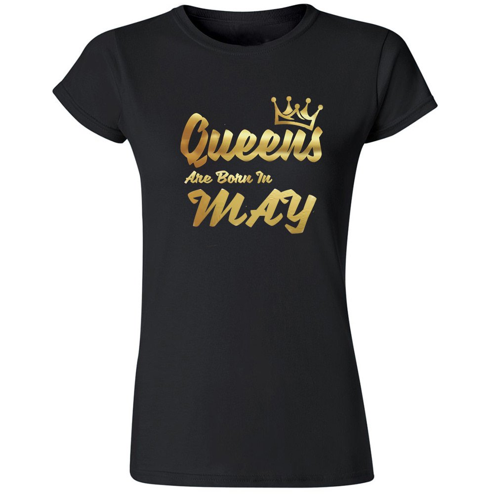 Queens are Born in January-December | Women's Gold Crown T-Shirt | Slim Fit Zodiac Capricorn Top | Casual & Party Outfit Shirt for Women | Perfect for Birthdays, Girls Night Out and Special Occasions