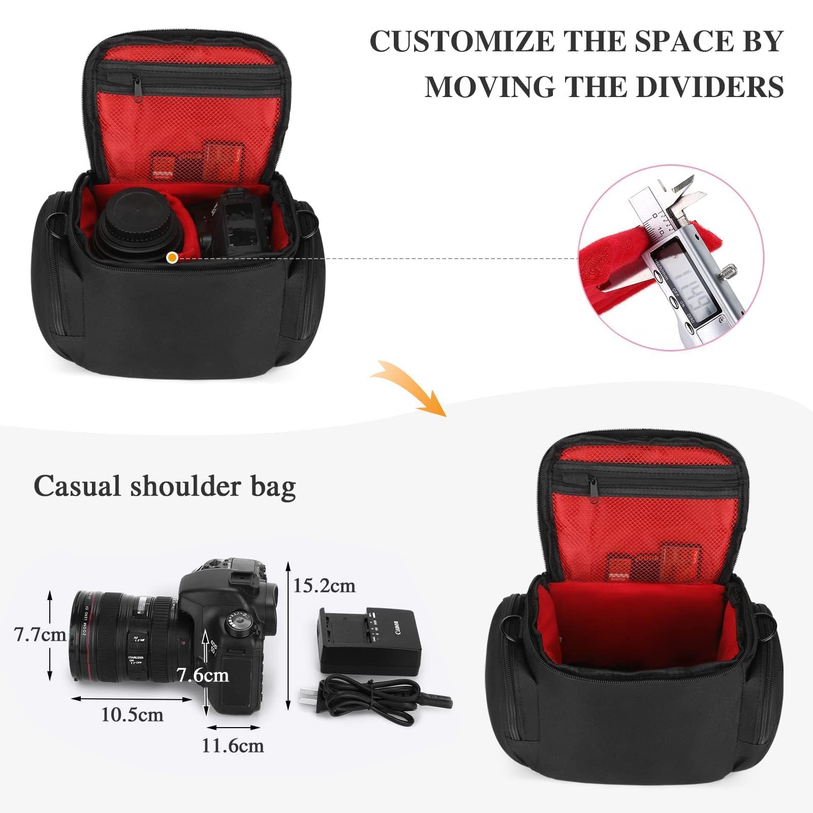 **Waterproof DSLR SLR Camera Bag Crossbody - Durable Photography Case for DSLR, SLR Cameras, Lenses & Flashes - Perfect for Travel, Hiking & Outdoor Photography (Men & Women)**