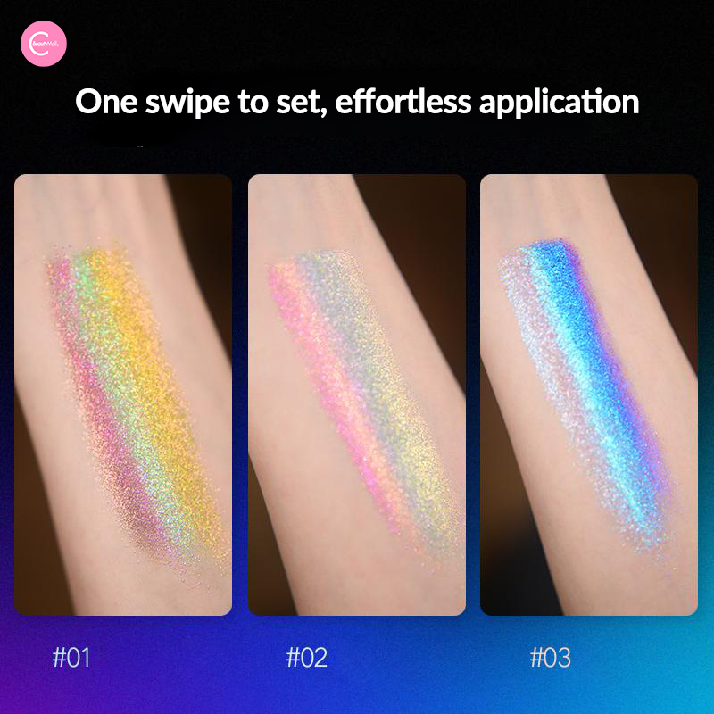 CHARMACY Chameleon Rainbow Flash Highlighter & Eyeshadow Palette - Long Lasting Pigmented Makeup for Party, Festival & Night Out Glam Looks