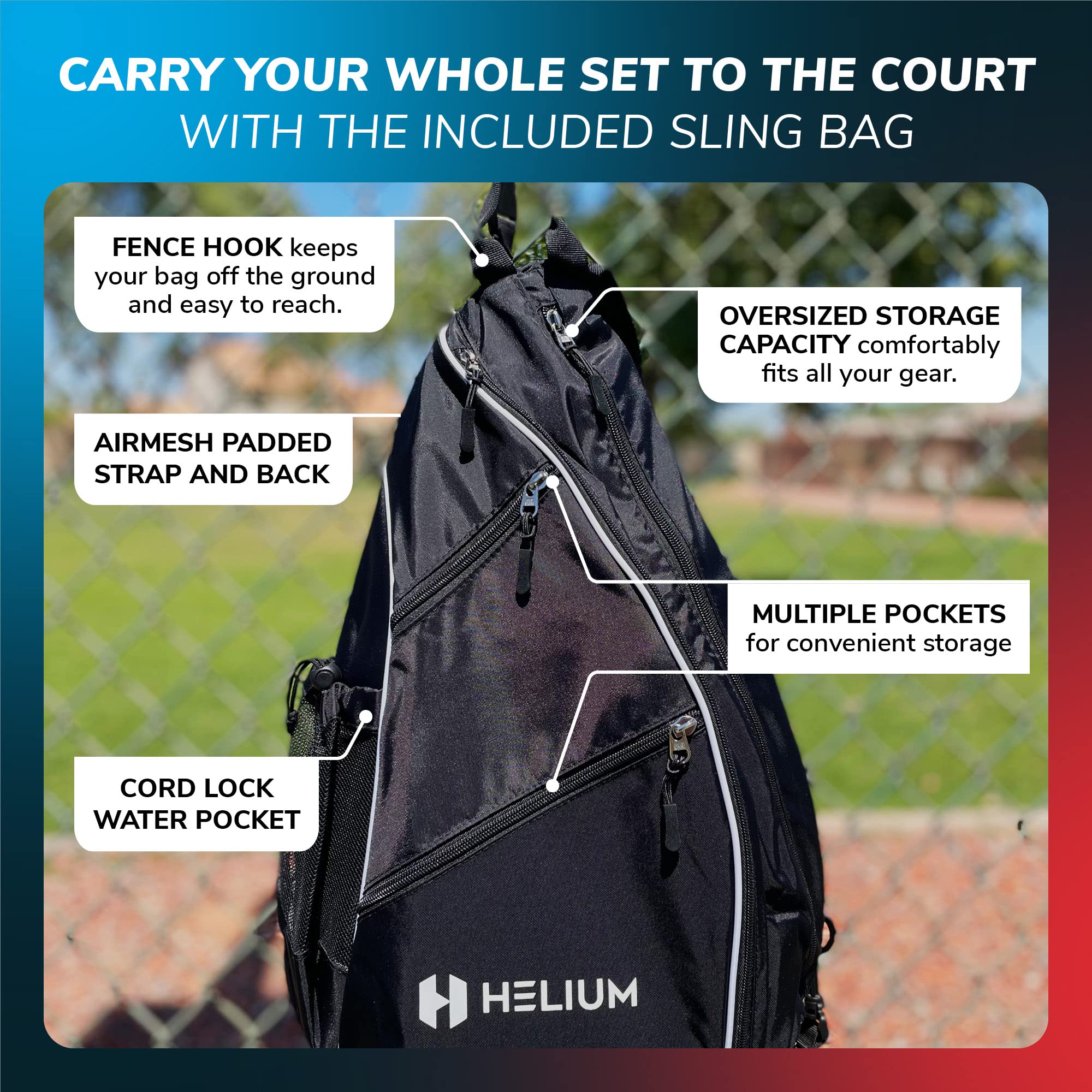 Helium Pro Carbon Fiber Pickleball Paddles - USAPA Approved Tournament Paddles with High-Spin Textured Surface & Lightweight Honeycomb Core - Perfect for Competitive Play & Recreational Pickleball Games