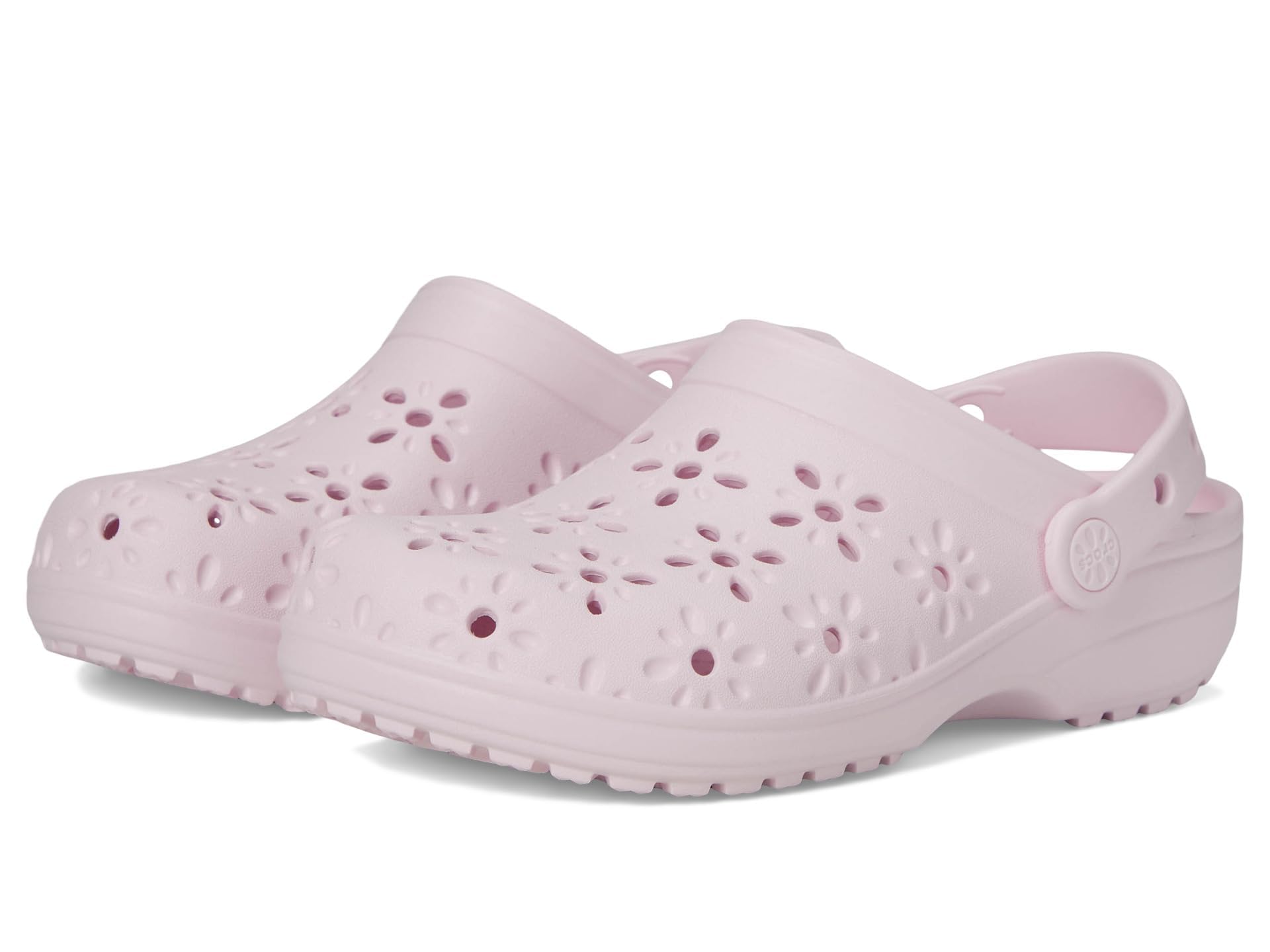 Crocs Unisex-Child Classic Clogs with Floral Cut Out Design | Comfortable Lightweight Slip-On Shoes for Kids | Perfect for School, Playground & Beach Activities