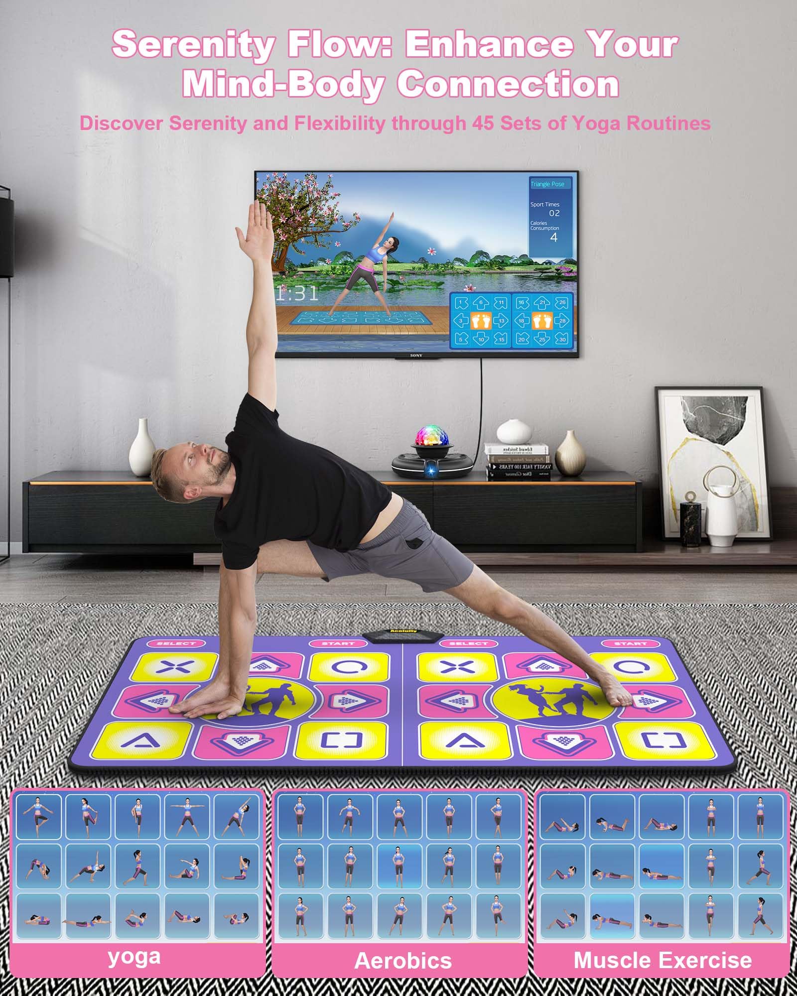 Wireless Electronic Dance Mat for TV with Camera - Anti-Slip Fitness Dance Pad for Kids & Adults, Perfect Gift for 3-12 Year Old Boys & Girls - Great for Family Game Nights, Birthday Parties & Indoor Exercise (Purple)