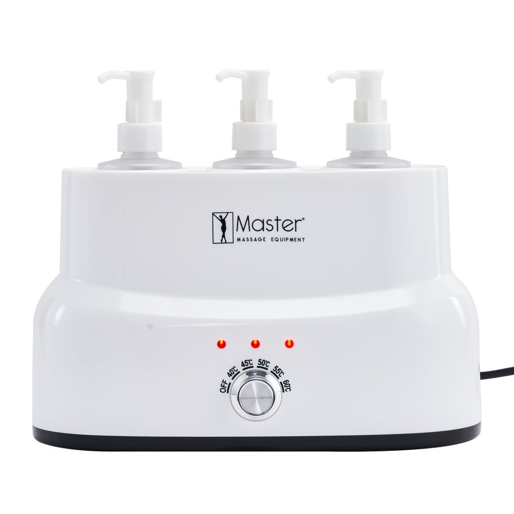 Professional Massage Oil Warmer with 3 Empty Bottles - Portable Massage Lotion Heater for Creams & Oils - Spa & Home Massage Therapy Equipment for Relaxation & Pain Relief