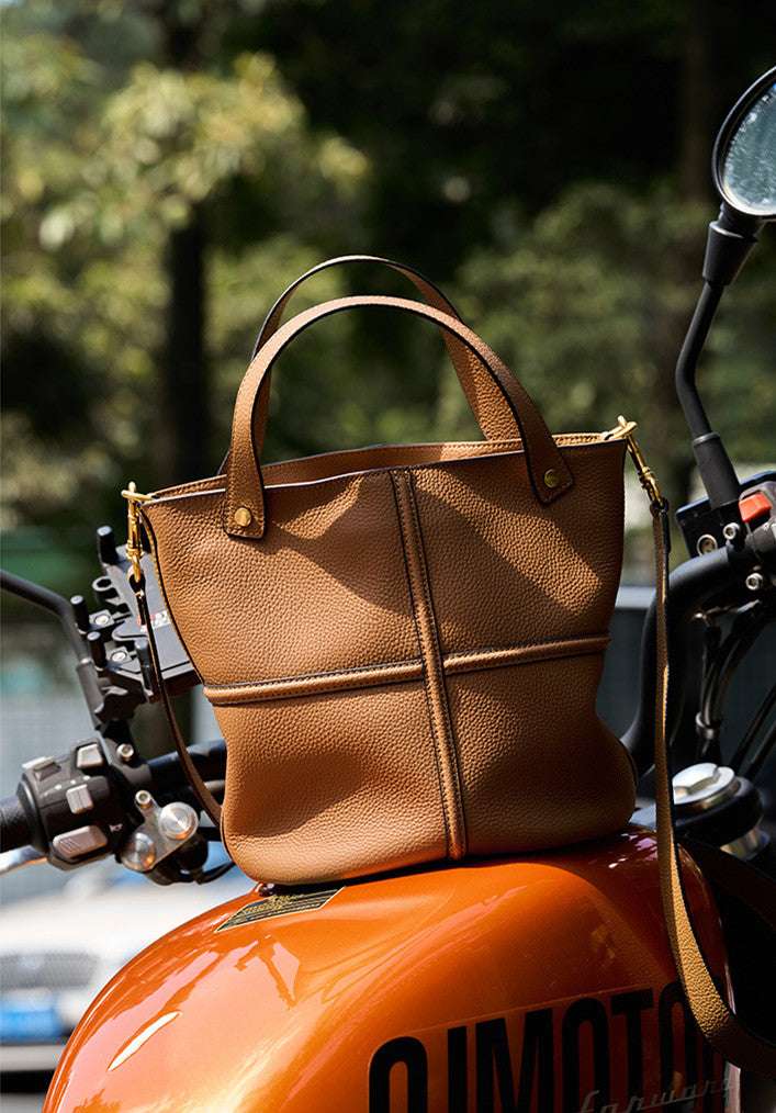 Stylish Leather Bucket Bag for Women - Fashionable Crossbody Shoulder Handbag - Perfect for Work, Travel & Everyday Use