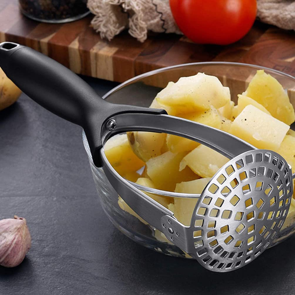 UKCOCO Stainless Steel Potato Masher & Ricer - Manual Food Press Tool for Potatoes, Garlic, Avocado & Baby Fruit - Perfect for Mashing, Pureeing & Cooking in Kitchens