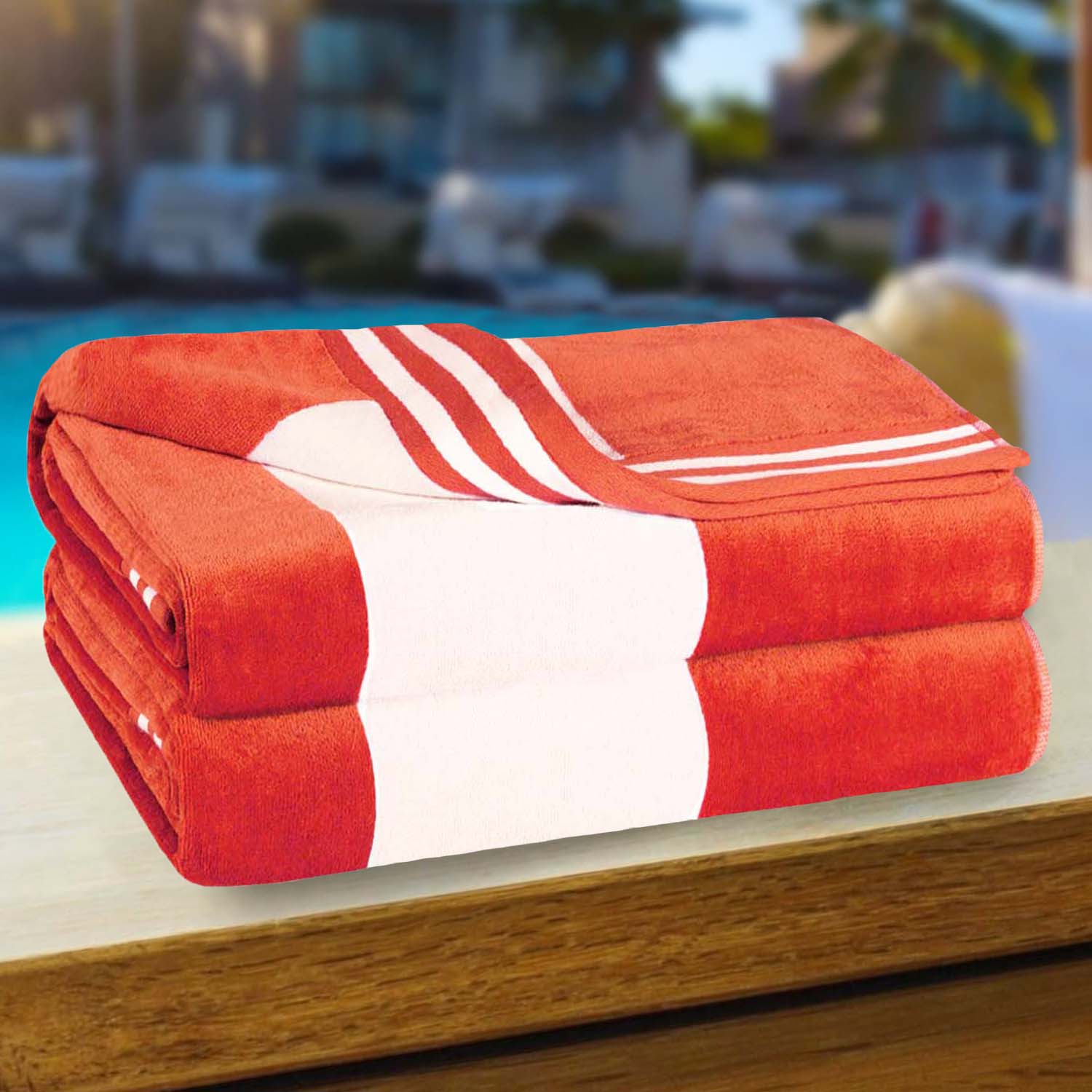 Premium Cabana Stripe Oversized Cotton Beach Towel Set of 2, 4, or 6 - Soft, Absorbent & Quick-Drying for Pool, Beach, Vacation & Spa Use