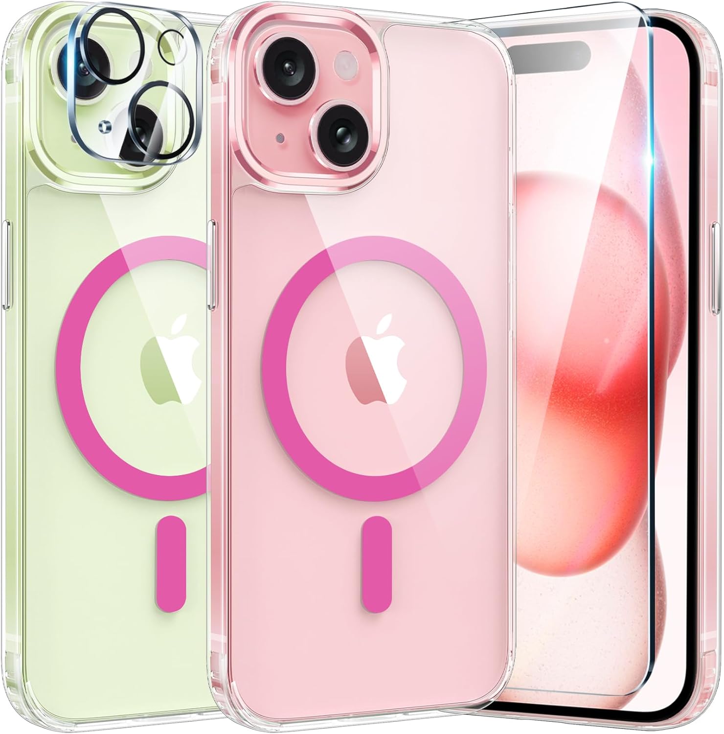 iPhone 15 Plus Case with Magnetic Ring - Shockproof Full Body Protection Cover with Metal Buttons | Perfect for Work, Travel & Outdoor Activities
