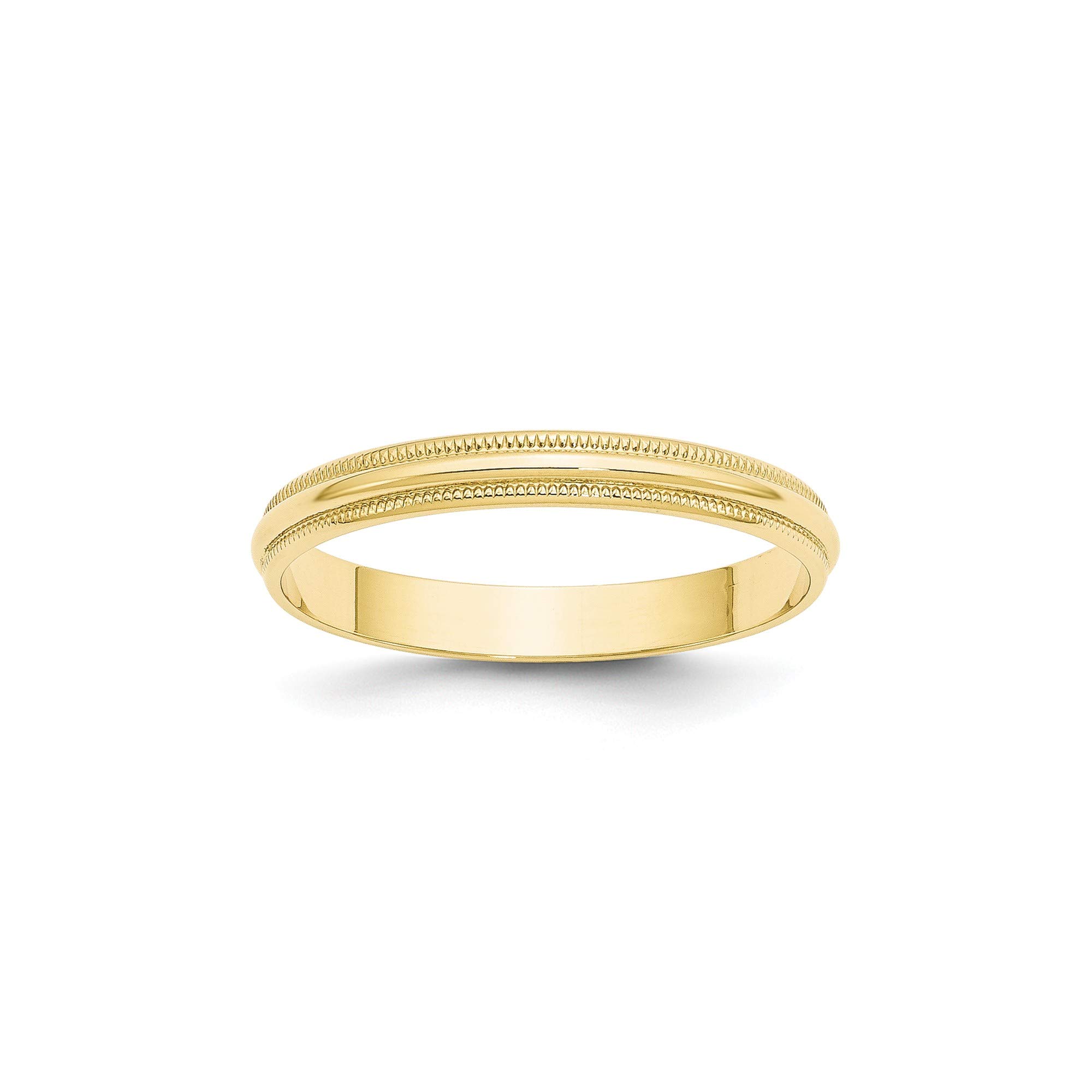 10K Yellow Gold 3mm Milgrain Wedding Band - Size 10.5 for Bridal Jewelry