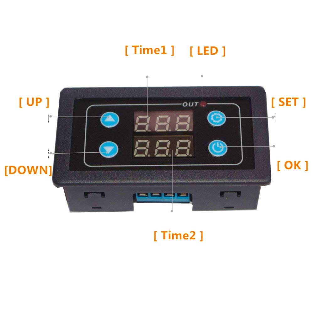 Icstation Digital Timer Relay Switch Module - 0ms to 999h Adjustable Time Delay, AC 85V-265V, LED Display, 110V/120V Compatible - Perfect for Home Automation, Lighting Control & Industrial Equipment