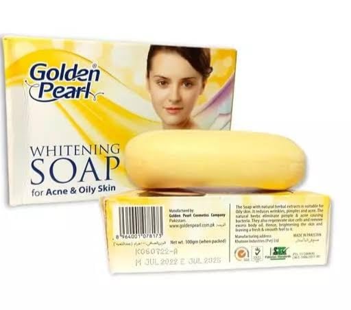 T Beauty Golden Pearl Whitening Soap with Pea Extract - Brightening & Even Skin Tone for All Skin Types - Unisex Facial & Body Cleanser (100g) - Perfect for Daily Skincare Routine & Glowing Complexion