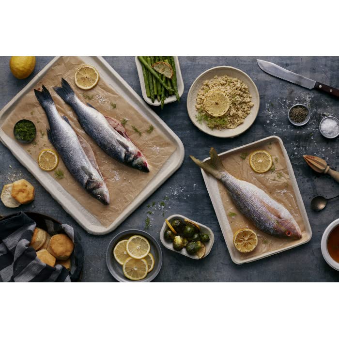 Pactiv 14''x18'' Disposable Food Trays - 100-Pack Beige Fiber Blend Trays for Schools, Cafeterias & Snack Bars | Perfect for Lunch Service, Catering Events & Food Displays