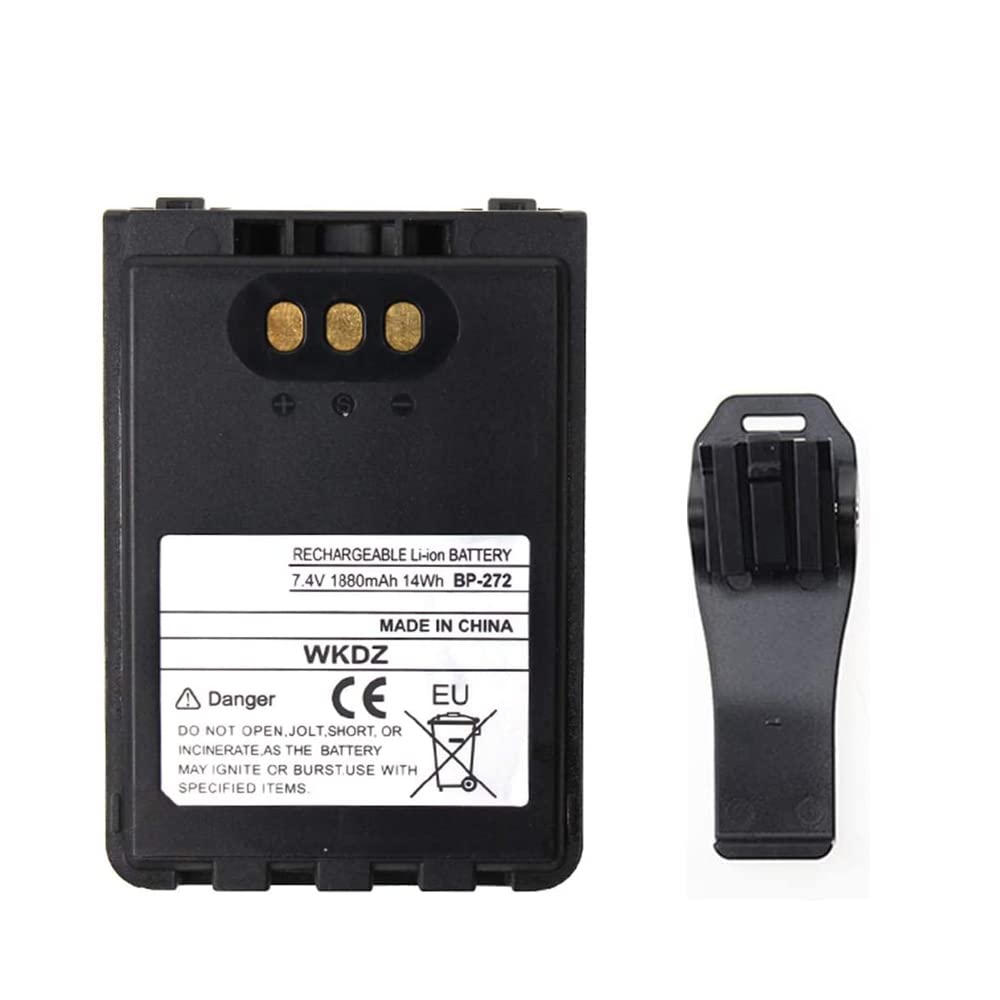BP-272 1880mAh 7.4V Rechargeable Battery Replacement for ICOM IC-31A/31E/51A/51E Walkie Talkie Radios - Includes Belt Clip | Perfect for Outdoor Adventures, Security Work & Emergency Communication