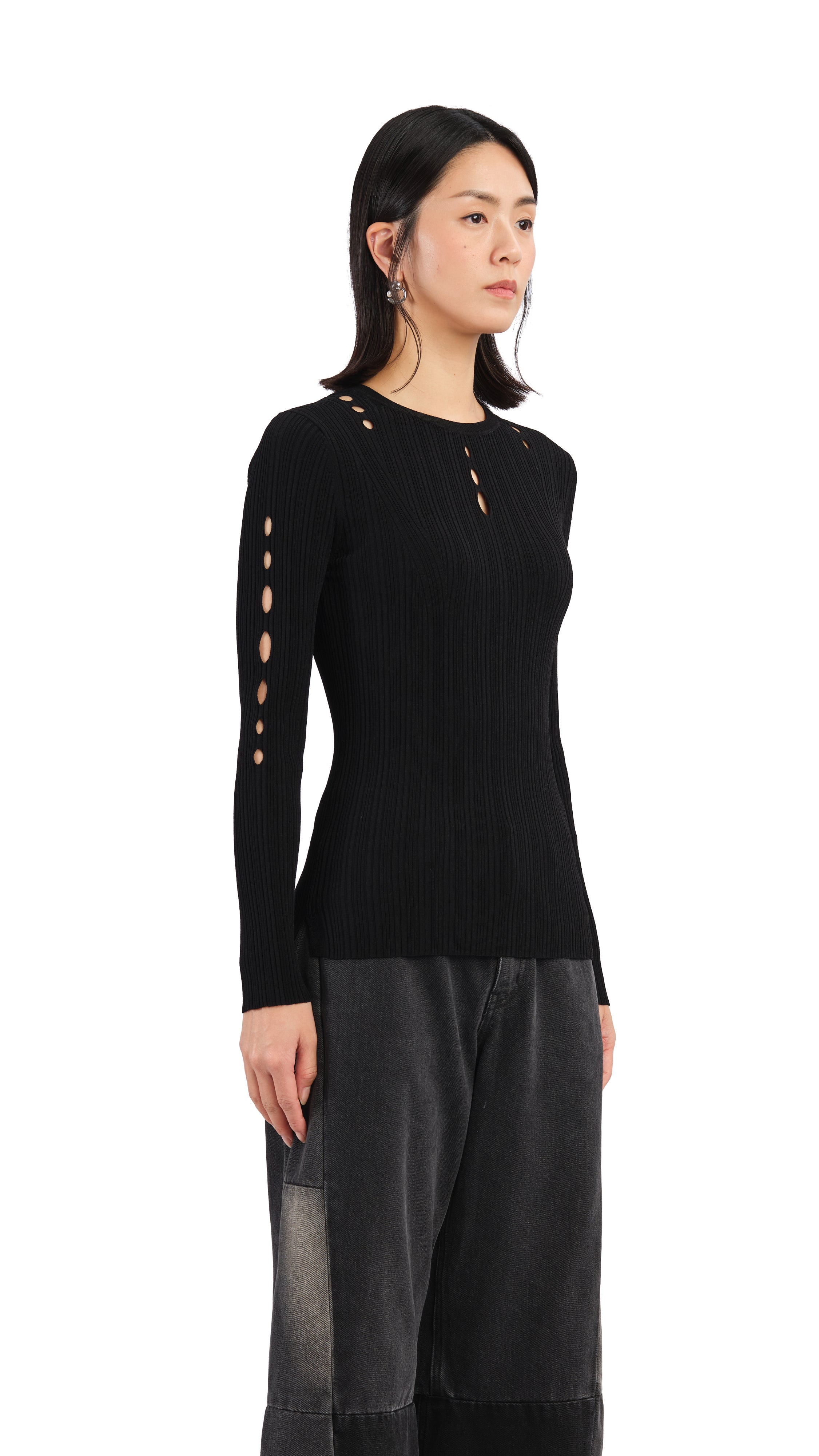 Trendy Slash Cut Out Sweater for Women - Stylish Knit Pullover for Fall & Winter Fashion | Perfect for Casual Outfits, Date Nights & Layering