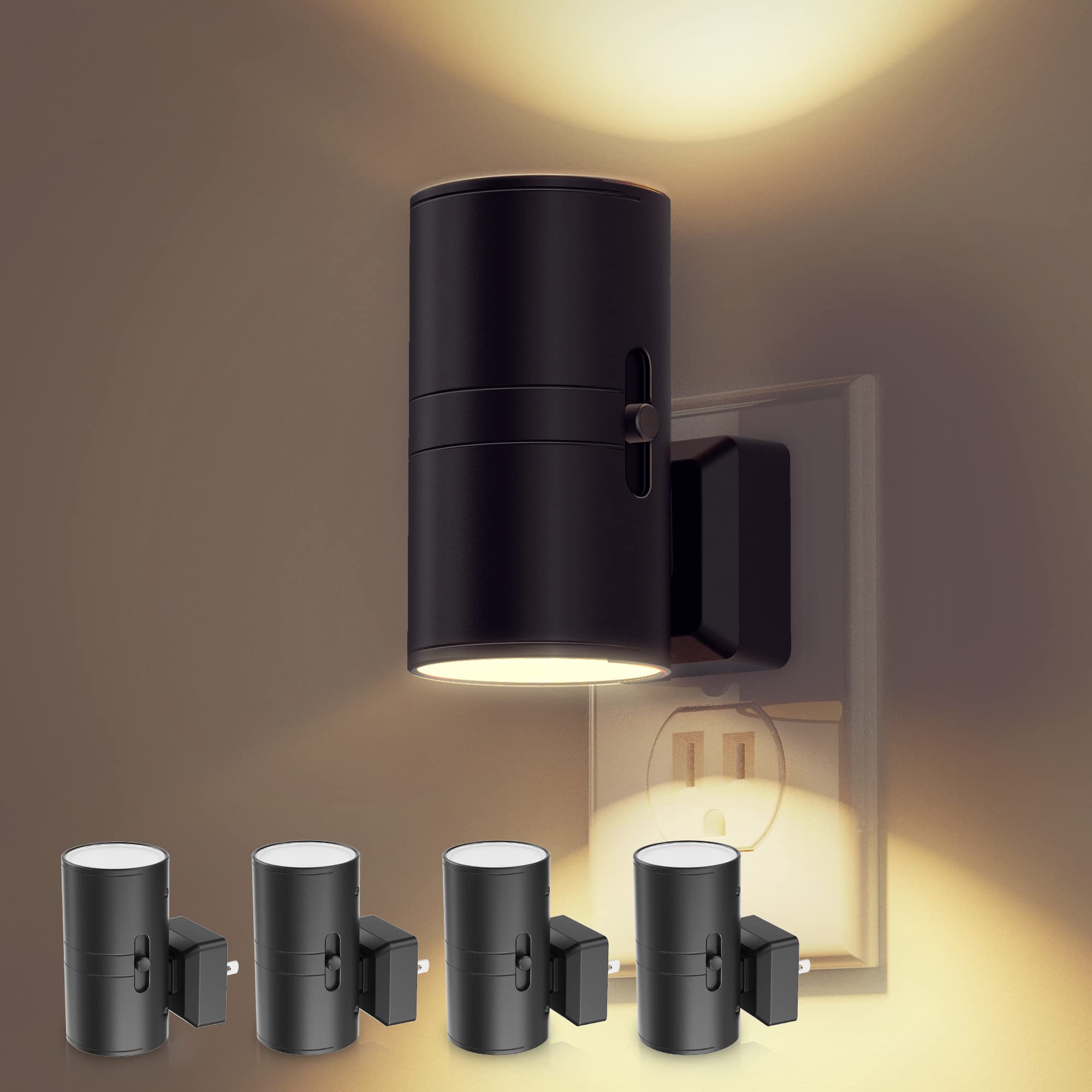 L LOHAS LED Night Light Plug into Wall - Dimmable 0-100LM Soft White 3000K with Light Sensor - 4 Pack for Hallway, Bathroom, Kitchen - Perfect for Nighttime Safety & Energy-Efficient Home Lighting