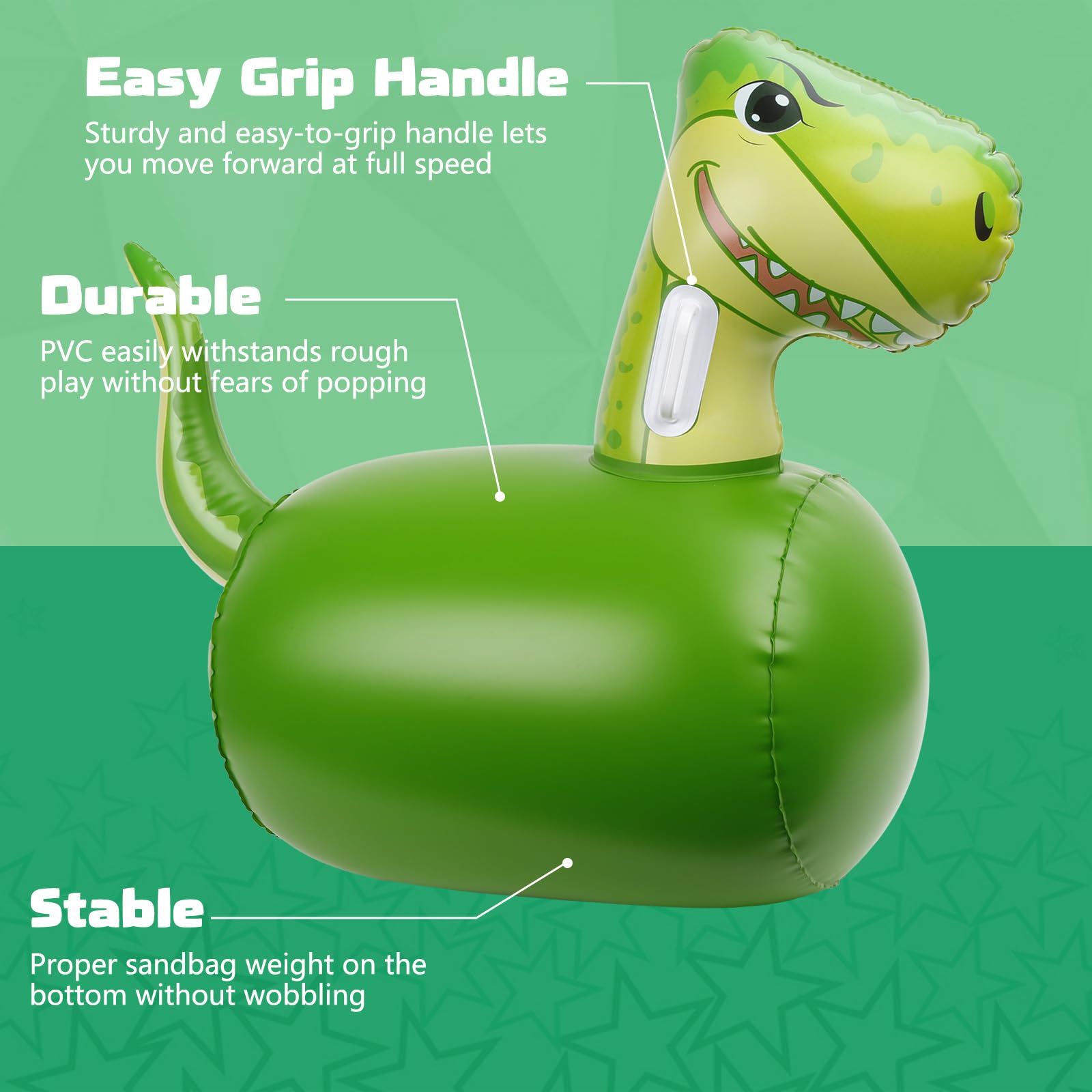 Inflatable Bouncy Dinosaur Hopping Toy with Hand Pump - Ride on Animal Jumping Toy for Kids Ages 3+ | Indoor & Outdoor Play, Birthday Gifts, Backyard Fun, Toddler Exercise & Active Play