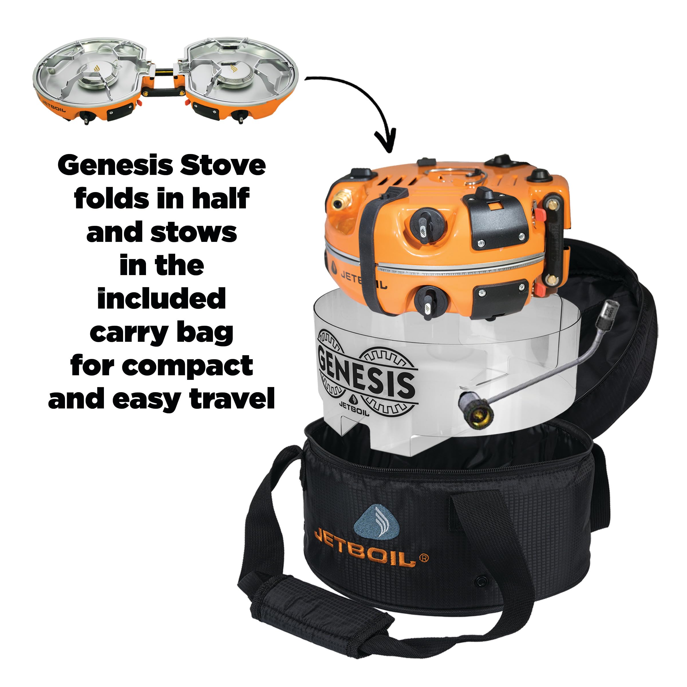 Jetboil Genesis Basecamp Camping Stove - Portable 2-Burner Cooking System for Outdoor Adventures, Backpacking & Emergency Preparedness | Perfect for Camping, Hiking & RV Trips