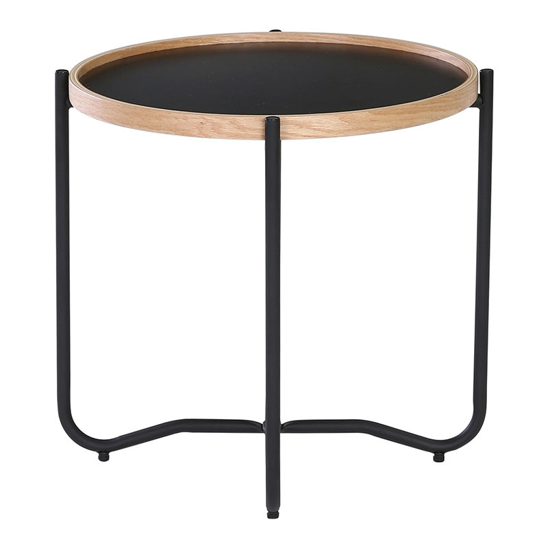 TANIX Round Black Side Table - Modern End Table for Living Room, Bedroom, or Office - Small Accent Table for Coffee, Books, and Decor