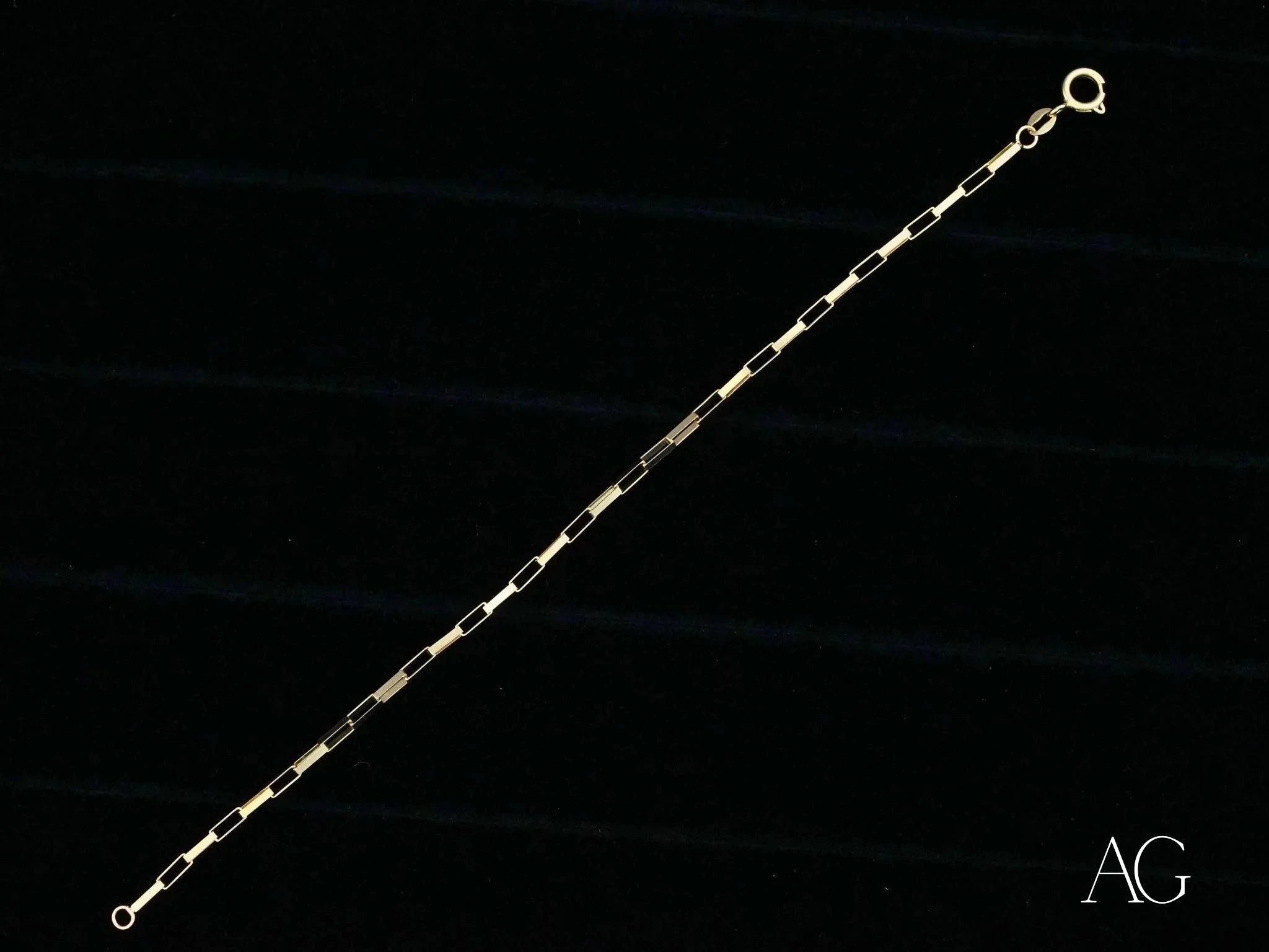 18K Solid Gold Brick Link Bracelet for Women - Elegant & Timeless Jewelry Gift for Anniversary, Birthday & Special Occasions