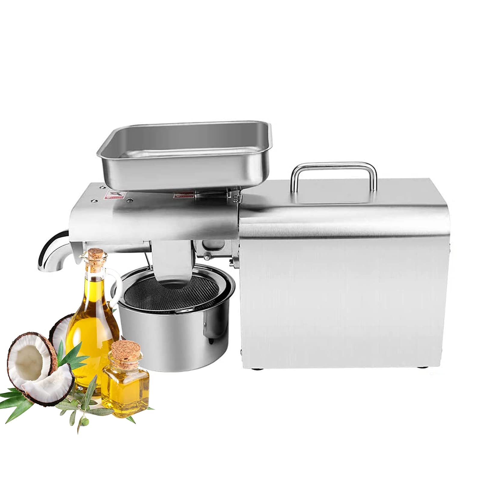 Stainless Steel Automatic Oil Press Machine - 500W Electric Oil Maker for Home Use, Extracts Oil from Peanuts, Pecans, Soybean, Rapeseed & More - Perfect for Healthy Cooking, DIY Beauty & Homemade Nut Butters