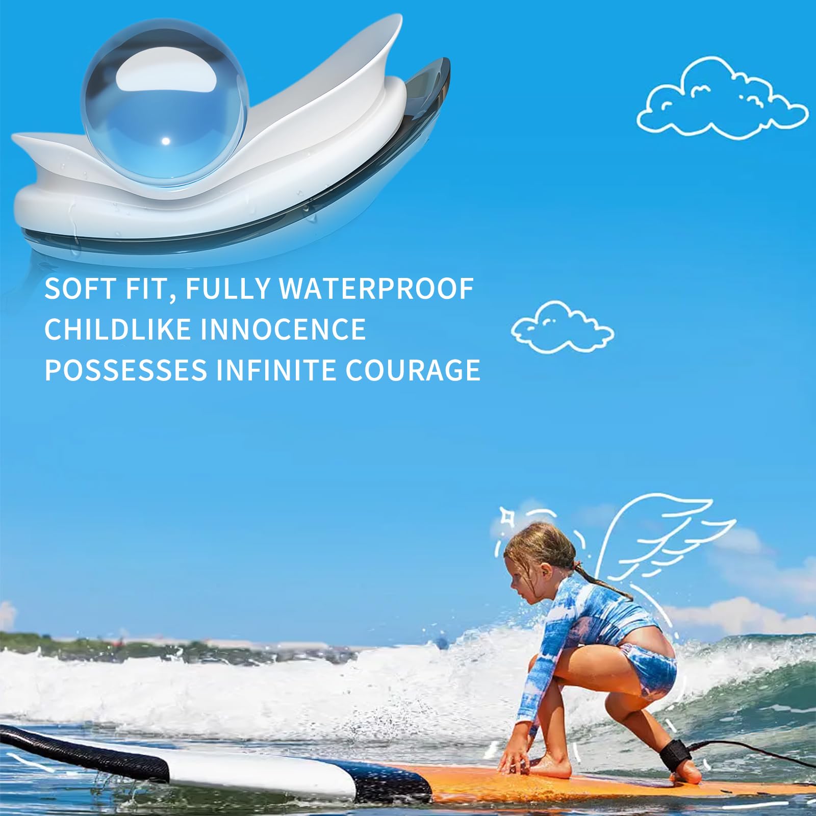 Whale Swim Goggles A2 GE - Polarized Anti-Fog Anti-UV Swimming Goggles for Adults & Youth - Black & White Frame with Plane Mirror - Perfect for Pool, Beach & Open Water Swimming